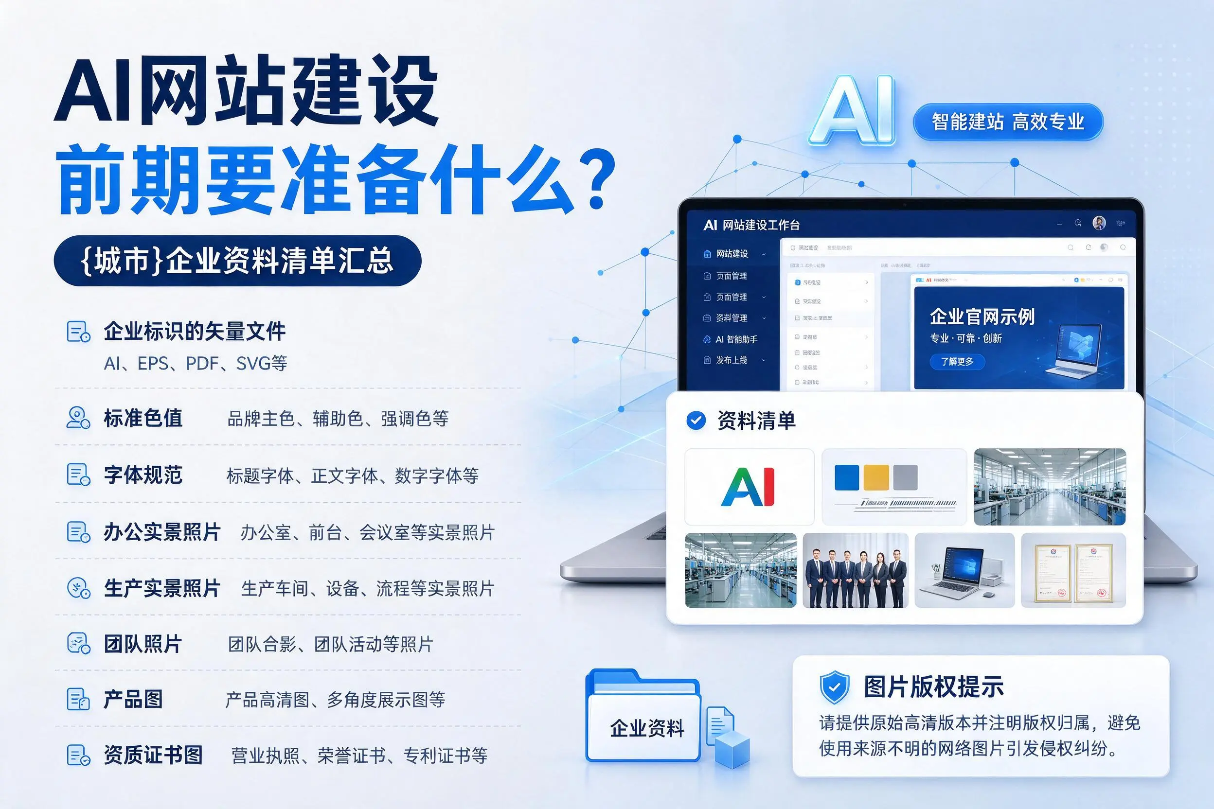AI网站建设前期要准备什么?吕梁企业资料清单汇总